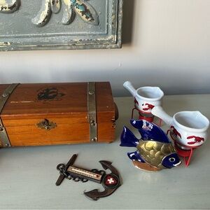 Vintage lot ship box anchor fish lobsters tea lights